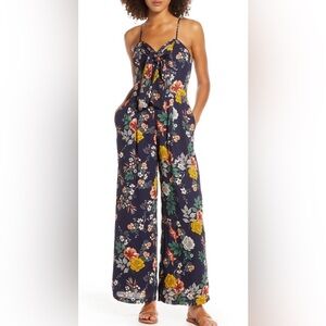 Chelsea 28 Navy Floral Wide Leg Jumpsuit